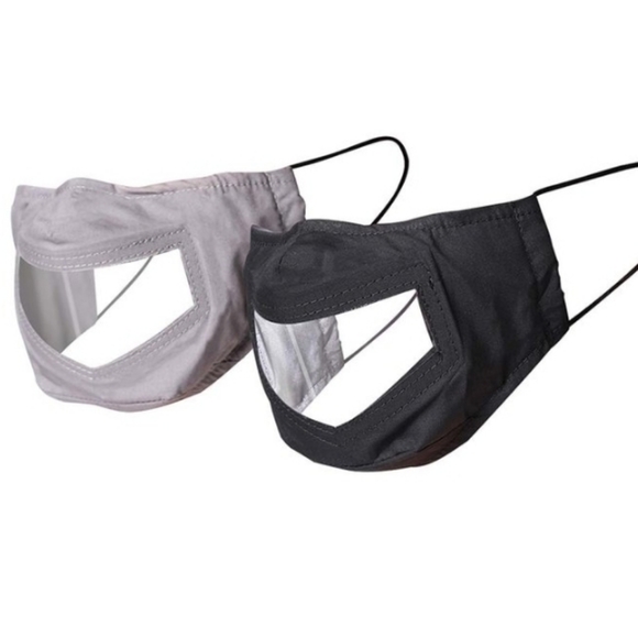 Black &grey non-medical clear panel face masks - Picture 1 of 1